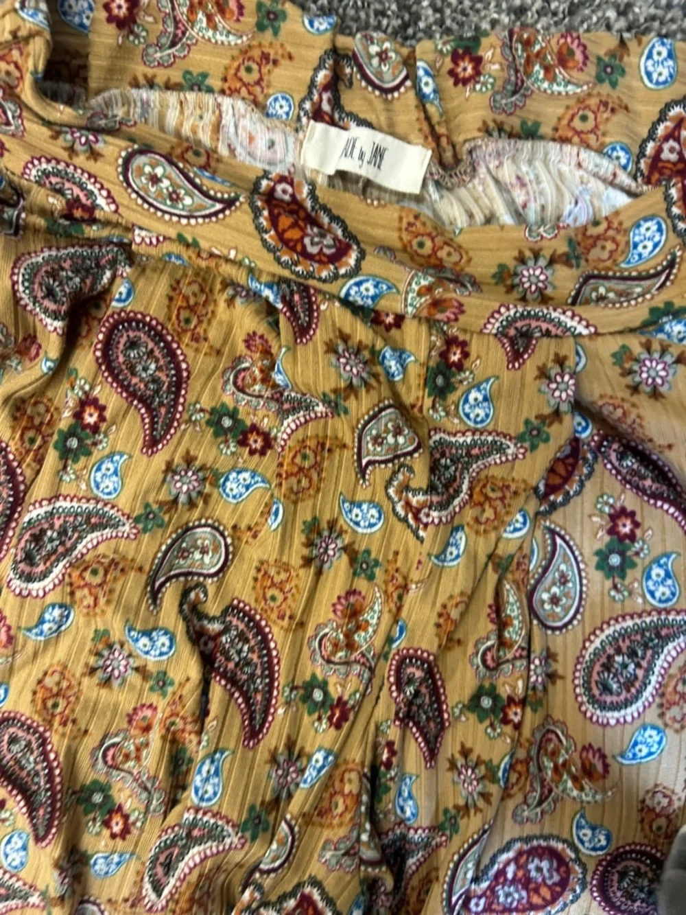 Wide Leg Palazzo Style Paisley Print Pants - Mustard Color Jade by Jane-NWOT